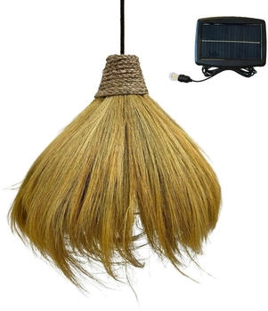 Lumisky Masai Solar Hängeleuchte aus Seegras und Stroh mit Hybridkabel, Netz- und Solarkabel, 5 m Länge (MASAI SOLAR)