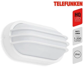 Telefunken LED Außen-Wandleuchte 315606TF, LED fest verbaut, Neutralweiß, Wand Außenleuchte IP44 4000K 12W 1200lm 24x12x9cm