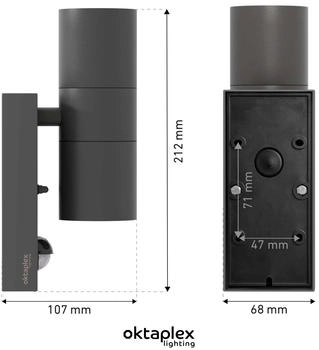Oktaplex Oktaplex Chile Außenlampe mit Bewegungsmelder Edelstahl 2x GU10 Leuchtmittel Warmweiß Anthrazit (17225.27K)
