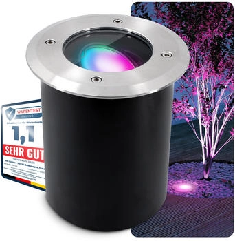 SSC-LUXon Schwenkbarer LED Bodenspot JUAVI rund IP67 inkl. WLAN RGB LED GU10 5W dimmbar 1er Set (6268)