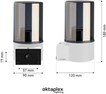 Oktaplex Oktaplex Puno Außenleuchte Aluminium mit E27 Leuchtmittel Warmweiß IP44 Rauchglas Weiß