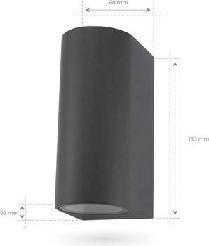 Ledvion LED Wandleuchte - Rund Anthrazit - Beidseitig (8720387411320)