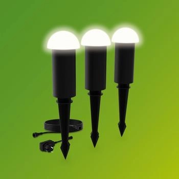 Philips Edwina Outdoor GardenLink Niedervolt- Sockelleuchte 24 V 2700K warmwei&szlig;es Licht 180 lm Schwarz Starter-Set 3er-Pack EU-Stecker (929004659501)