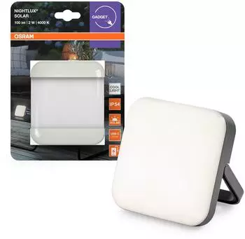 Osram Nightlux Solar-Leuchte Grau solarbetriebene LED-Außenleuchte 2W 100 lm Kaltweiß