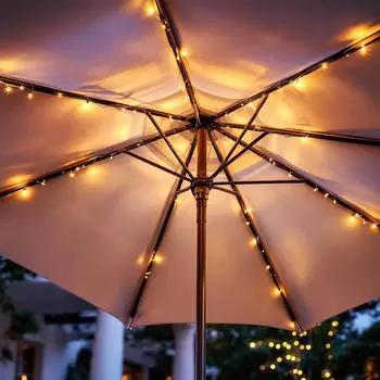 Spetebo Solar Sonnenschirmbeleuchtung 72 LED warmweiß 8 x 1,2 m