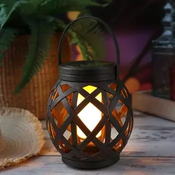 Marelida LED Solar Laterne Flammeneffekt Dekolaterne flackernd H: 16cm schwarz Windlicht schwarz Kunststoff (6915)