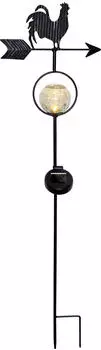 Star Trading LED Solar Gartenstecker Hahn mit Windrichtungspfeil 1 warmweiße LED H: 81cm Lichtsensor (479-12)