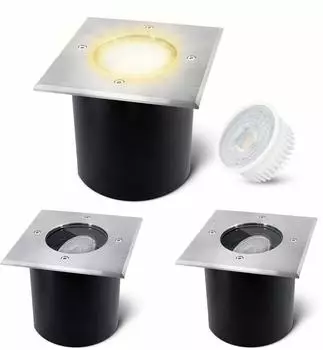 SSC-LUXon LED Gartenstrahler LED Bodenstrahler JADINA schwenkbar, flach & quadratisch IP67, Warmweiß, Energieeffizienzklasse E (März 2021) (2561)