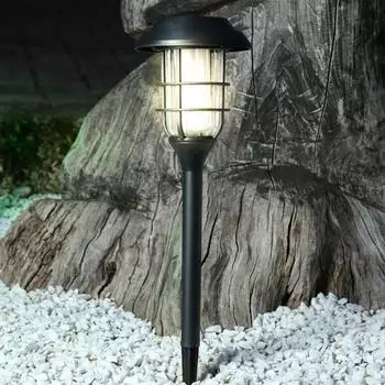 Marelida LED Solar Wegleuchte Gartenfackel Kunststoff simulierter Flammeneffekt H: 44cm schwarz (11568)