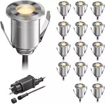 ledscom.de BINO LED Bodeneinbauleuchte Außen IP67 Edelstahl rund 32mm Ø (SET-7472-WW)