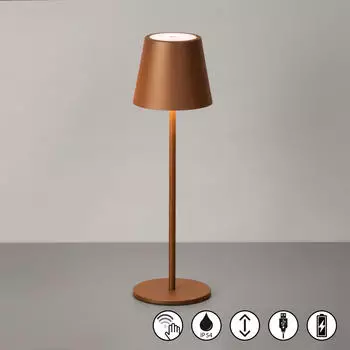 FHL easy Viletto LED Akku-Tischleuchte Metall rostfarben IP54 (850403)