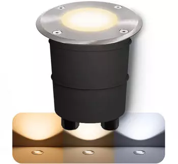 SSC-LUXon MARNE LED Bodeneinbaustrahler rund Edelstahl geb&uuml;rstet GU10 7W IP67 dimmbar