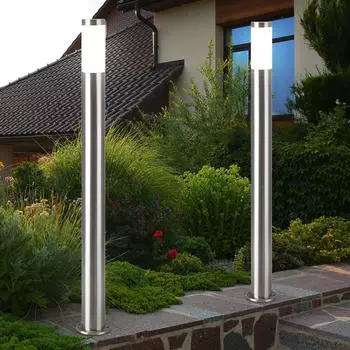 ETC Shop Au&szlig;en-Sockelleuchte LED E27 9W Edelstahl opal IP44 H110cm