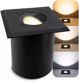 SSC-LUXon JUAVI Bodeneinbauleuchte eckig IP67 GU10 3W 3CCT schwarz matt