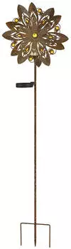 Globo Solar-Windrad Gartenleuchte Metall Rostfarbe Warmwei&szlig;, H 124cm (2er Set)