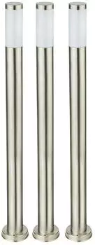 Globo Au&szlig;en-Stehleuchte Edelstahl Silber E27, 3er Set (7,6x110cm)