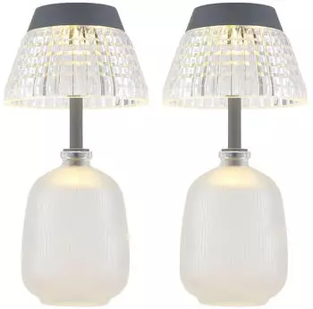 Globo Solar-Tischleuchte Glas klar LED 3000K 13,5x27cm