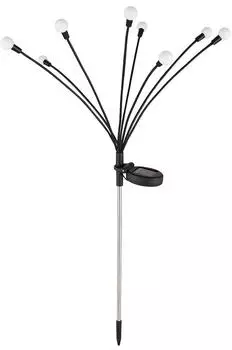 Globo Solar-Gartenleuchte 8-flammig Erdspie&szlig; schwarz opal warmwei&szlig; 20x70cm 2er Set