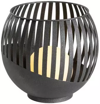 Dehner Mina Solar-Gartenleuchte LED D&auml;mmerungssensor warmwei&szlig; Metall/Kunststoff schwarz (&Oslash;20x H19cm)