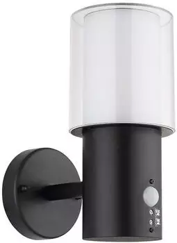 Globo Au&szlig;enwandleuchte Edelstahl schwarz Kunststoff Sensor IP44 H24.5cm