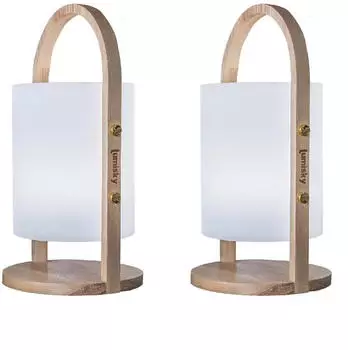 Lumisky Woody 2er-Set Kabellose LED-Laternen H37cm
