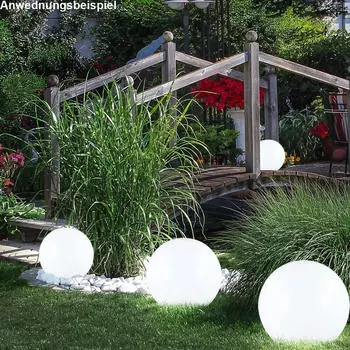 Expo B&ouml;rse Solarleuchte Gartenkugel Steckleuchte wei&szlig;/silber &Oslash;15cm, 3er-Set (DxH 15x47,5cm)