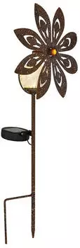 Globo LED Solarleuchte Windrad Glaskugel Metall silbergrau/rost warmwei&szlig; H50cm (2er Set)