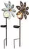 Globo LED Solarleuchte Windrad Glaskugel Metall silbergrau/rost warmweiß H50cm (2er Set)
