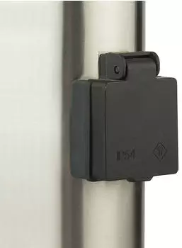 Globo LED Au&szlig;en-Standleuchte Edelstahl IP44 2x Steckdosen