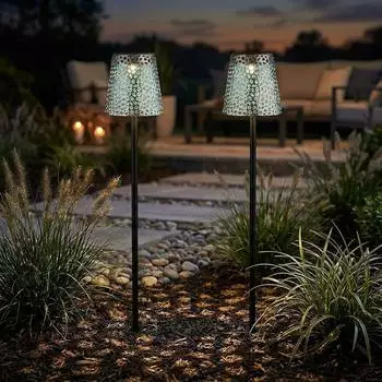 Globo LED Solar Steckleuchte, Metall, schwarz, warmwei&szlig;, 70cm, 2er-Set