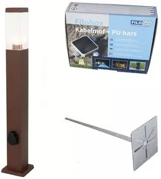 QAZQA Malios Gartenleuchte rostbraun 80cm mit Steckdose IP44 (109945)