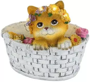 Globo Solar-Dekoleuchte Katze, bunt matt, 15,3cm (36370)
