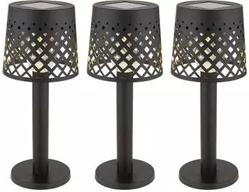 Globo LED Solarlampe Tischleuchte, schwarz, 21cm, 3er-Set