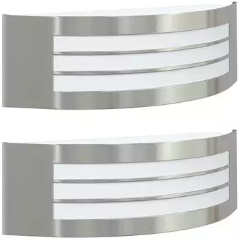 vidaXL Au&szlig;enwandleuchten 2er-Set, Edelstahl, silber, IP44 (4005976)