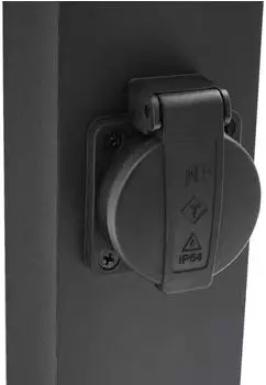 QAZQA Baleno Au&szlig;enstehleuchte schwarz 65cm mit Steckdose IP44 (109359)