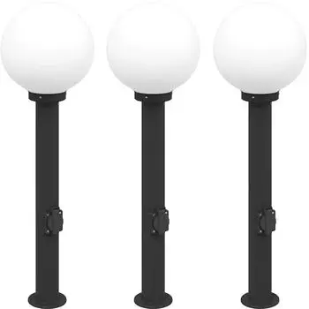 vidaXL Pollerleuchten mit Steckdose 3er-Set 80cm schwarz IP44 (4006120)