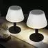 Expo Börse LED Solarleuchte Tischlampe 3 Stufen warmweiß, schwarz/weiß, 20x28cm, 2er Set