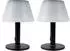 Expo Börse LED Solarleuchte Tischlampe 3 Stufen warmweiß, schwarz/weiß, 20x28cm, 2er Set