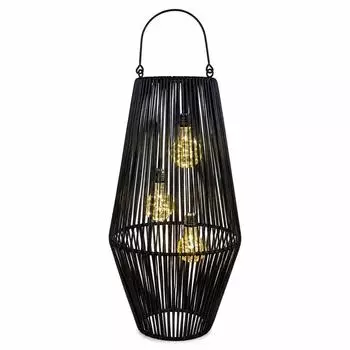 Formano Solar-Laterne Rattan-Look 3 LED 55cm schwarz IP44 (10635)