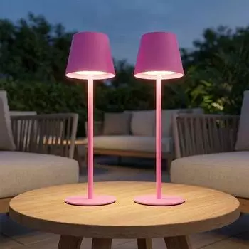 Globo LED Tischlampe Flaschenaufsatz pink, Akku, CCT, Touchdimmer, 3W, 2er-Set