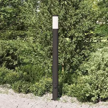 vidaXL Pollerleuchte mit Auslass 110cm Edelstahl IP44 schwarz (4006039)