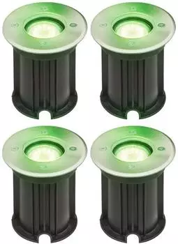Globo Boden-Einbaustrahler RGB LED, dimmbar, Edelstahl, 4er-Set mit Fernbedienung