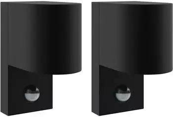 vidaXL Au&szlig;enwandleuchten mit Sensor, schwarz, Edelstahl, IP44, 2 Stk. (4005982)