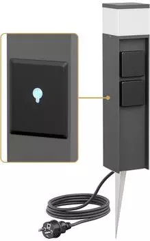ledscom.de Pollerleuchte PODEL mit Erdspieß, 39cm, anthrazit, G9 (SET-7301)