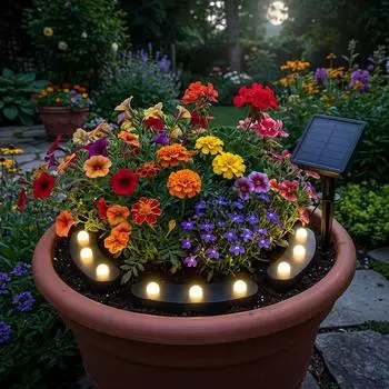 Harms Blumentopf-Steckleuchte Solar, 8 Leuchtmodi, schwarz, IP44 (507462)