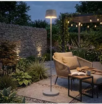 Northpoint Solar Stehleuchte dimmbar warmweiß 3000K IP44 Steinoptik 122cm