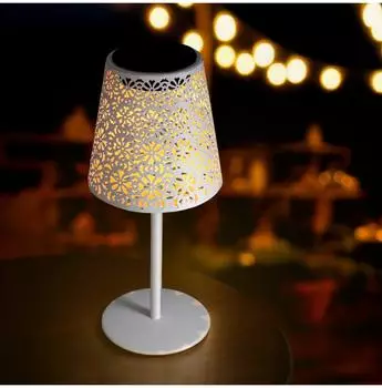Spetebo Retro Solar-Tischleuchte Metall, weiß, warmweiß, IP44 (4440)