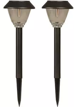 Luxform Kodiak Solar-Gartenleuchte 5lm LED, Edelstahl & Glas, schwarz, 2er-Pack (33107961-0)