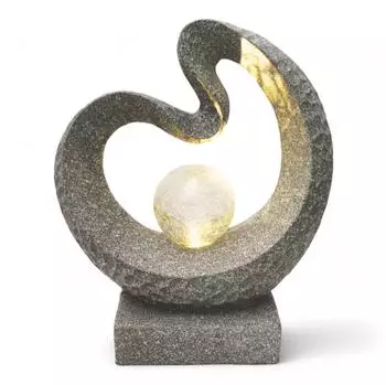 Arnusa Solarleuchte Skulptur Granit-Optik mit Glaskugel, warmweiß (WIN 12)