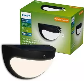 Philips LED-Solarwandleuchte Swyn schwarz Sensor IP44